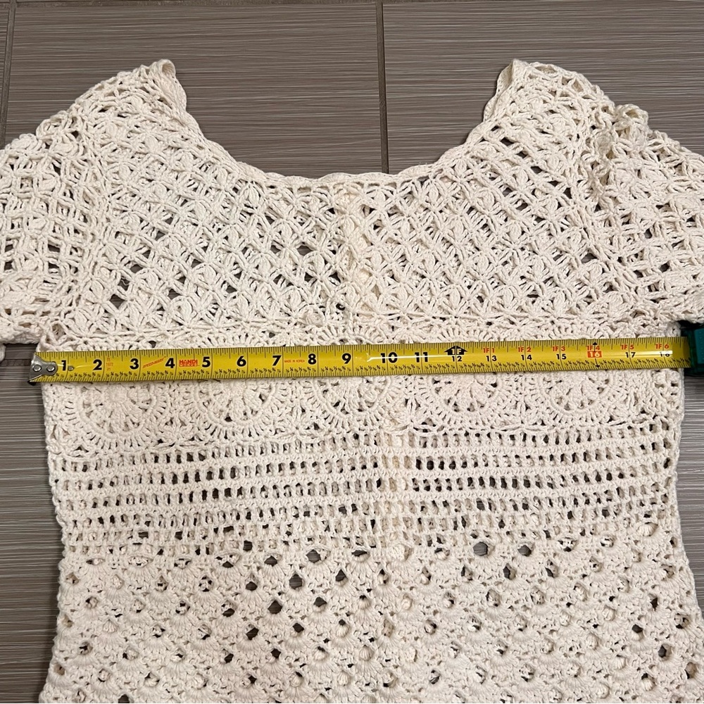 Lucky Brand Ivory Cream Crochet Top Sweater small knit - Picture 5 of 11